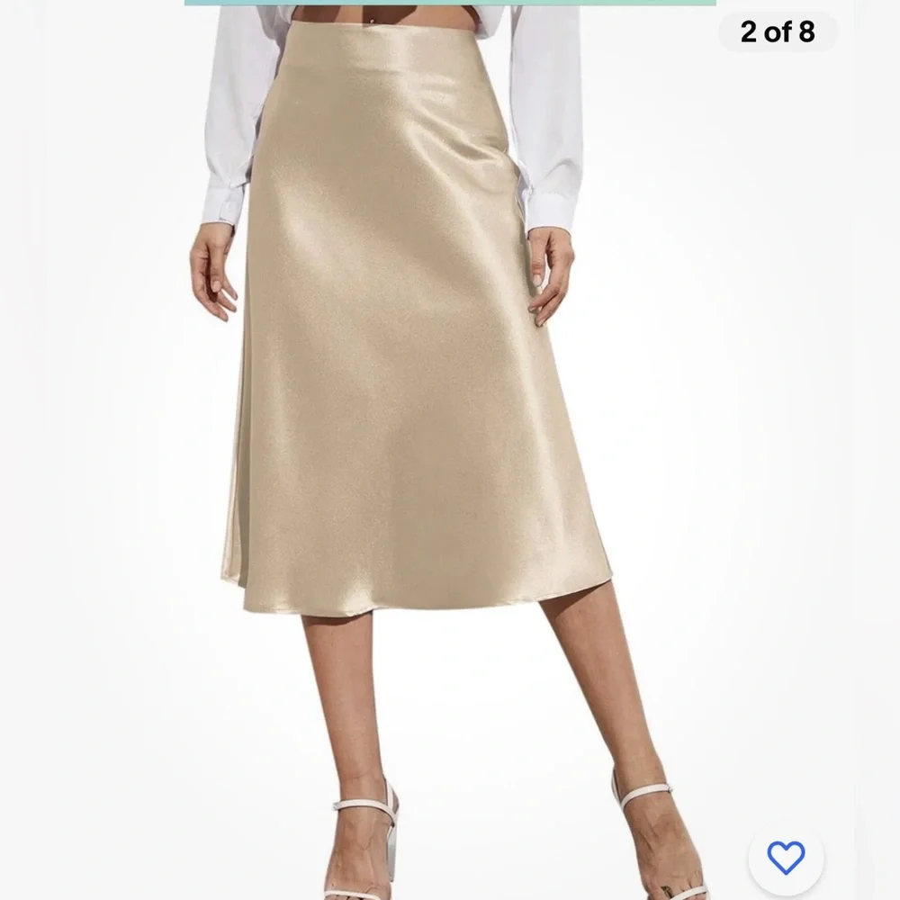 Zara a-line midi satin cream Skirt size XS, S, M, L